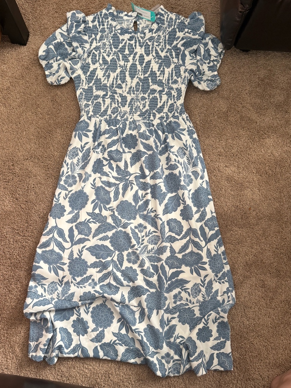 New- Market & Spruce Blue Gloria floral Smocked Midi Dress